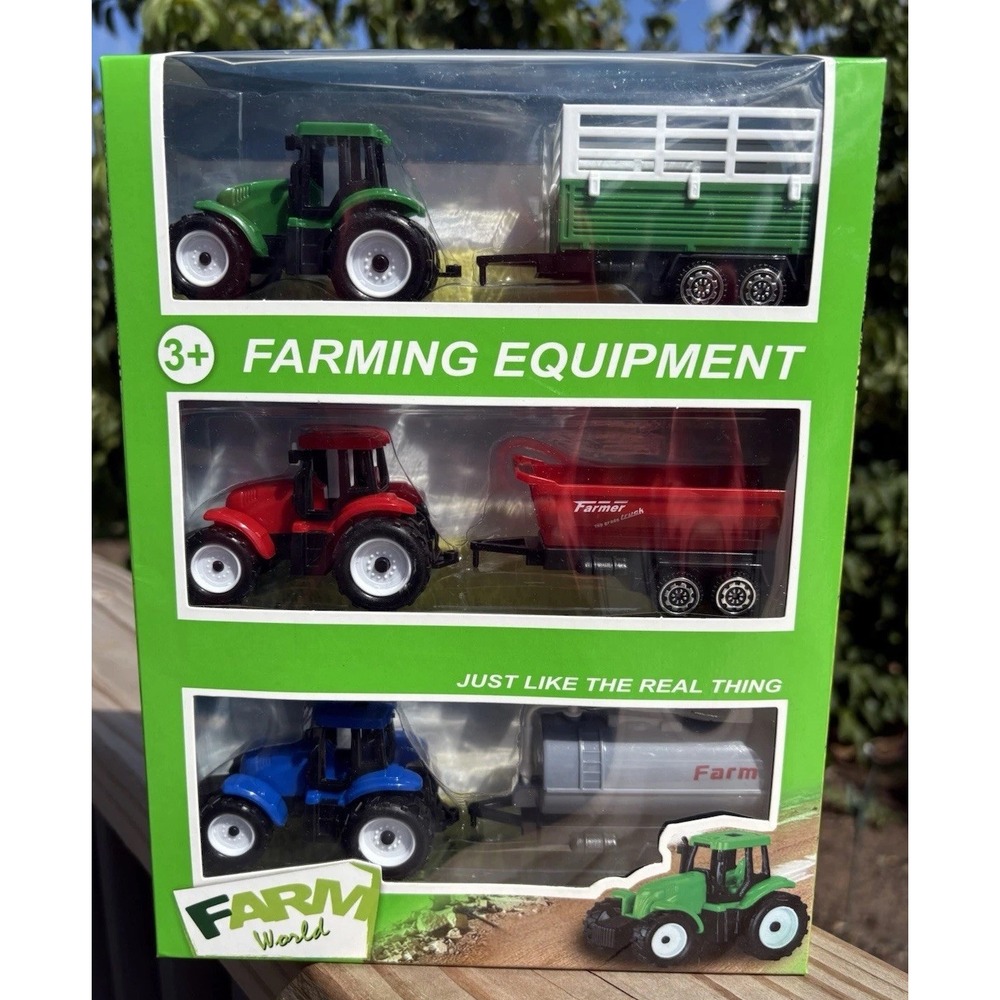 Totally Cool Toys Farm World Tractors & Trailers 6 Pc 3" Set - Brand New.